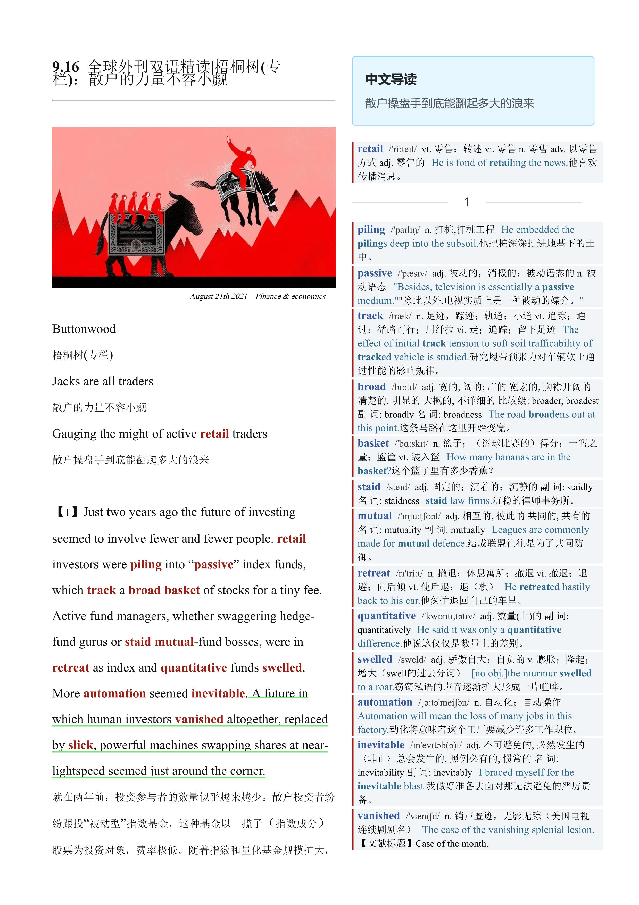 2021.09.16 经济学人双语精读丨梧桐树(专栏)：散户的力量不容小觑 (.PDF/DOC/MP3)